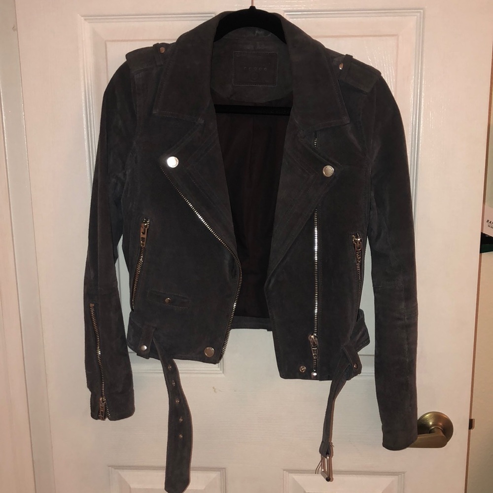 BLANK NYC Suede Moto Jacket in Grey Size Small